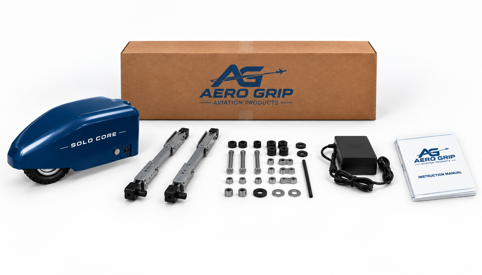 AeroGrip SOLO CORE unboxed with all included parts laid out